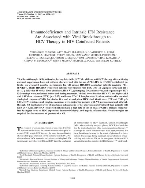 Pdf Immunodeficiency And Intrinsic Ifn Resistance Are Associated With