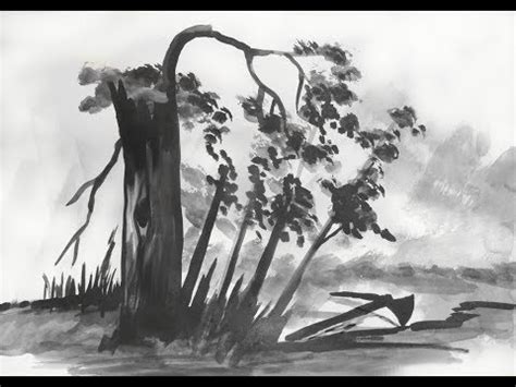 Comment Dessiner Avec Encre De Chine Un Arbre Et Ses Branches Youtube