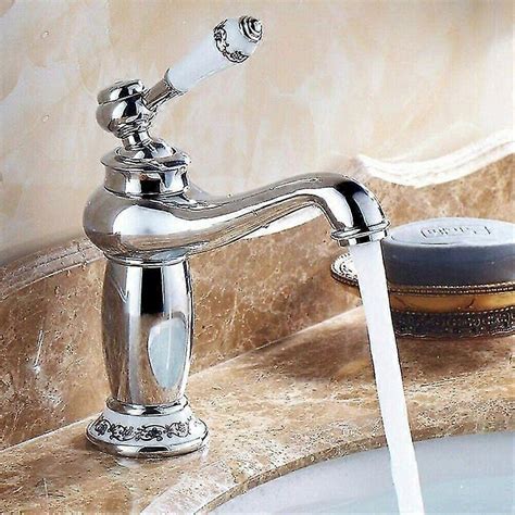Retro Basin Faucet Ceramic Brass Sink Faucet Antique Vintage Mixer Tap Hot Cold Water Faucet
