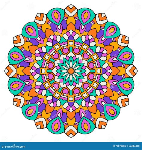 Mandala Colorida Redonda Ilustração do Vetor Imagem 72078385