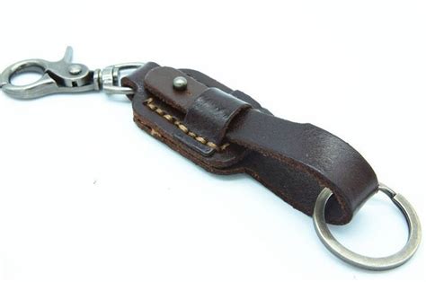 Free Shipping Hand Stamped Leather Key Ring Mens Personalized