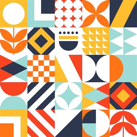 Premium Vector Decorative Bauhaus Tile Pattern With Geometric Shapes