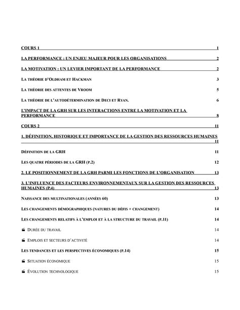 Notes du cours GRH Vorlesungsnotizen 1 12 LÊTREES APPROCHES P