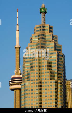 Downtown With CN Tower Behing High Rise BCE Office Towers Fatiron