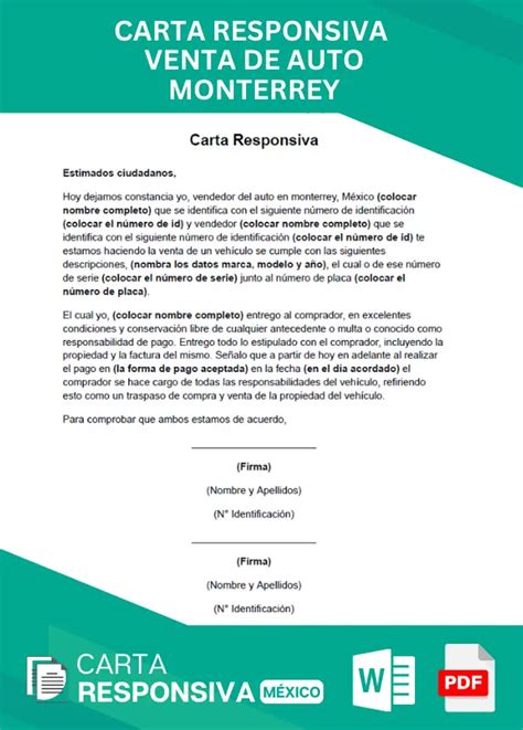 Carta Responsiva Para Venta De Auto En Monterrey The Best Porn