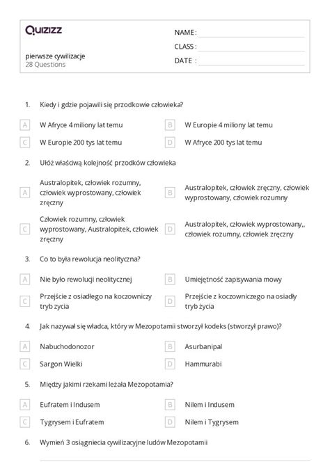 Ponad Cywilizacja Indusu Arkuszy Roboczych Dla Klasa W Quizizz