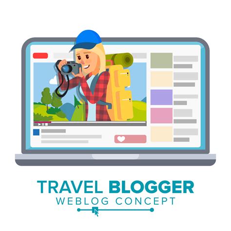 Travel Weblog Concept Vector Personal Blog About Tourism And Hiking