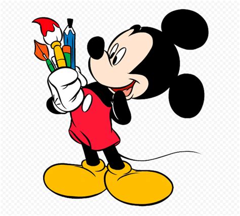 Mickey Mouse Holding a Paint Brush PNG | Citypng