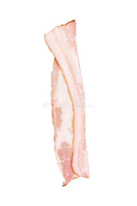 Strip Of Raw Smoked Bacon Isolated On White Stock Photo Image Of