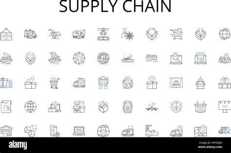 Supply Chain Line Icons Collection Construction Architecture