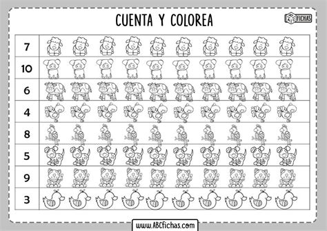 Fichas De Conteo Aprender A Contar Y Colorear Para Imprimir