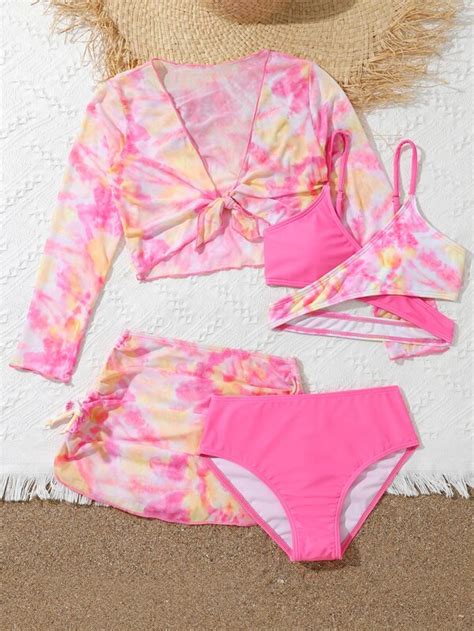 Girls Tie Dye Bikini Swimsuit With Cover Up SHEIN USA