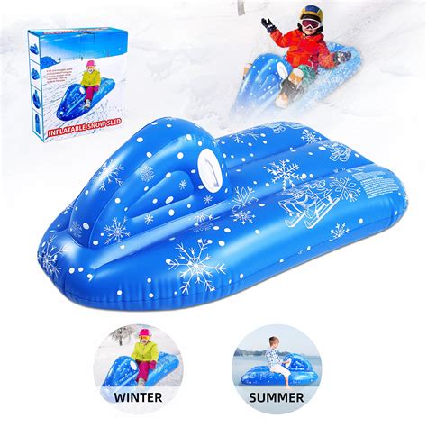 WZCPCV Kids Winter Snowmobile Inflatable Sled, Durable Plastic, 47''×27''×20'', Blue - Walmart.com