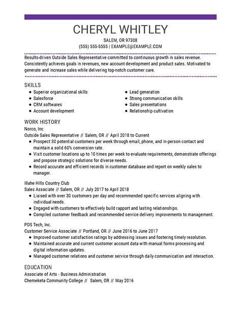 Outside Sales Representative Resume Examples For 2022 Livecareer