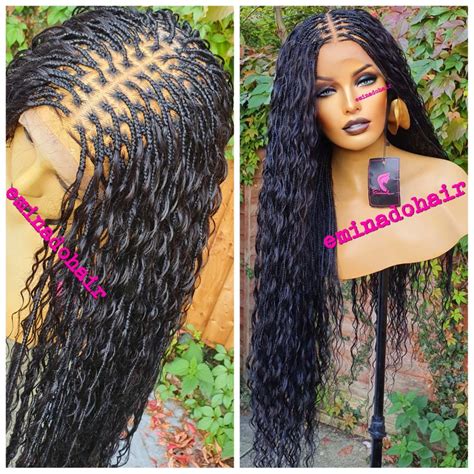 Human Hair Curls Boho Knotless Braids Full Lace Wig Eminado Hair