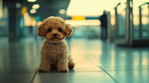 Cute Dog Toy Poodle, Maltipoo at Boarding Gate at the Airport ...