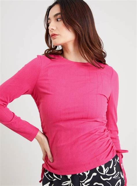 Buy Bright Pink Skinny Fit Ruched Top 24 T Shirts Argos