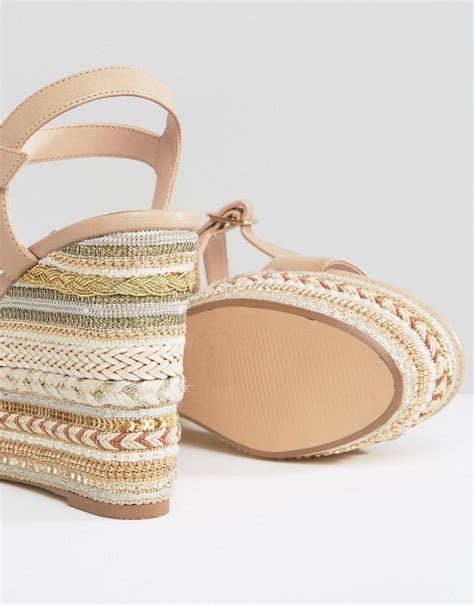 Faith Lily Espadrilled Nude Wedge Heeled Sandals 46 Asos Lookastic