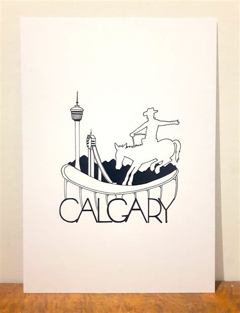 Print Sights of Calgary Alberta Pen and Ink Illustration - Etsy