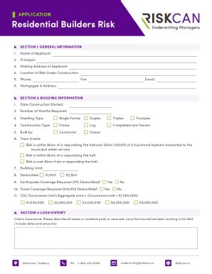Fillable Online Supplemental Builder S Risk Application Fax Email Print