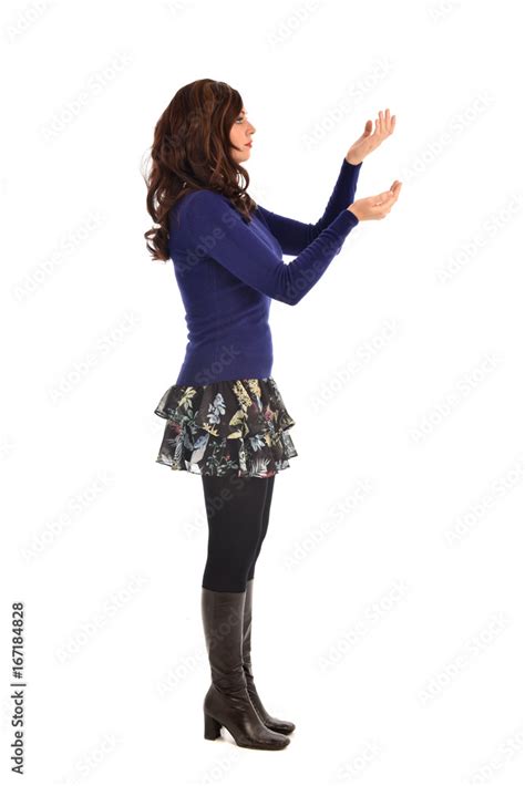 Full Length Portrait Of Brunette Woman Wearing Modern Casual Clothes Standing Pose Isolated On