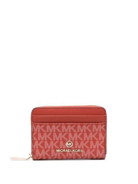 MICHAEL Michael Kors Logo-lettering Monogram-pattern Wallet in Red | Lyst