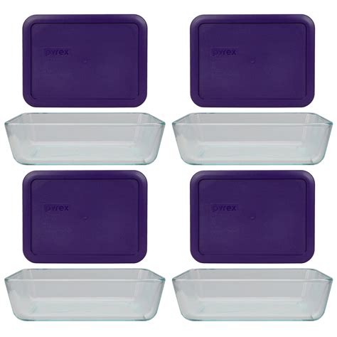 Pyrex 4 7210 3 Cup Glass Food Storage Dishes And 4 7210 Pc Plum