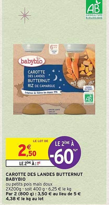 Promo Carotte des landes butternut babybio chez Intermarché Hyper