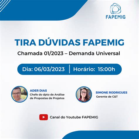 Fapemig Promove Live Tira D Vidas Sobre Chamada P Blica R