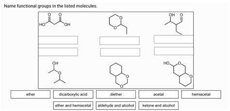 Solved Name Functional Groups In The Listed Molecules