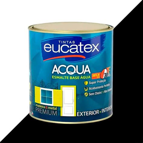 Tinta Esmalte Sintetico Eucatex Ml Base Agua Preto Brilhante Leroy