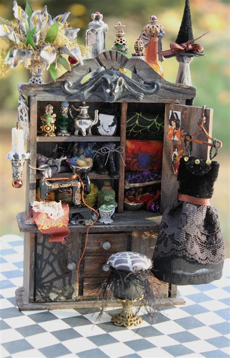 Dollhouse Miniature Witch Sewing Cabinet And Stool 1 12 Scale Etsy