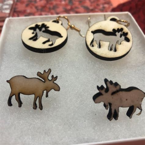 Moose Earrings Svg For Glowforge Glowforge Earring Files Glowforge