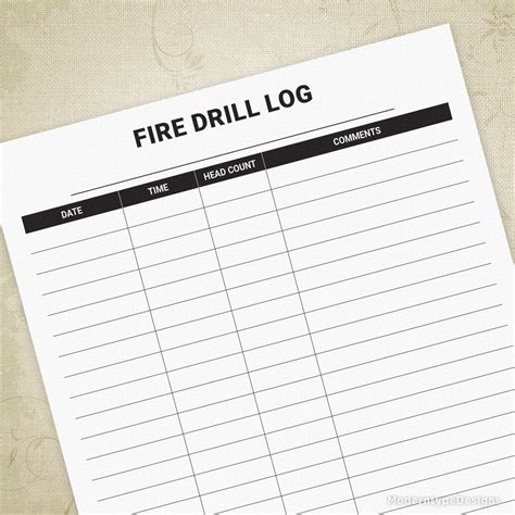 Printable Fire Drill Log Sheet