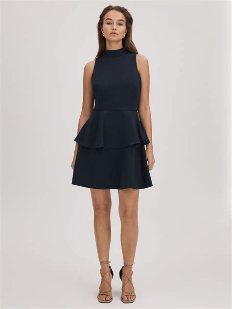 Florere Tiered Mini Dress In Navy Reiss