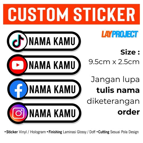 Jual Custom Sticker Nama Sosmed Stiker Costum User Sosial Media