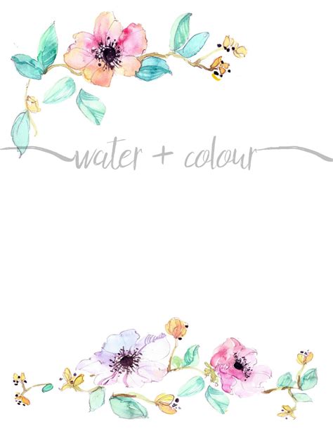 Downloadable watercolor floral border