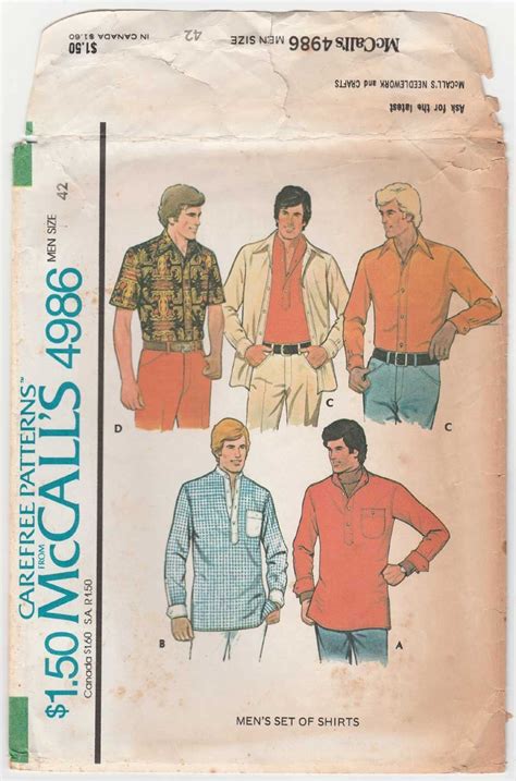 Mccall S Pattern Uncut Vintage S Men S Set Of Pullover Shirts