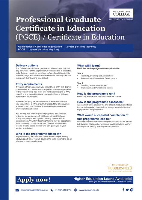 Pgcecertificate In Education Nelson And Colne College