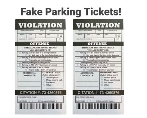 Fake Handicap Parking Ticket Printable