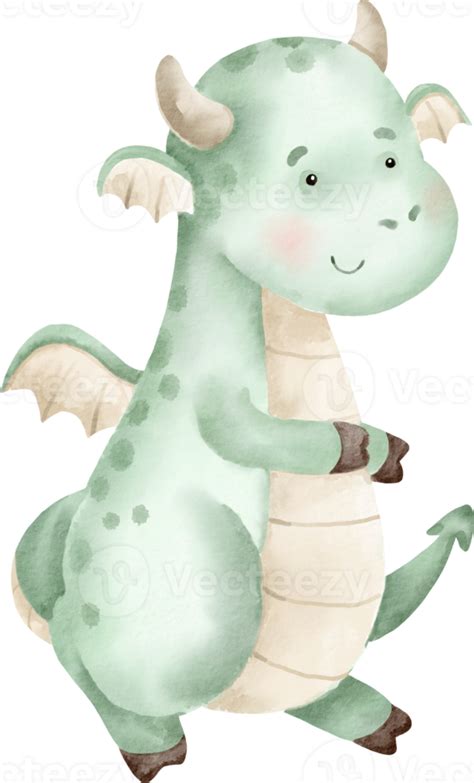 Watercolor Cute Dragon Png