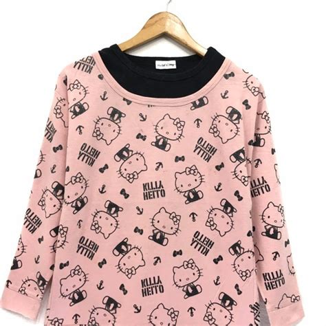 Hello Kitty Crewneck Sweatshirts Full Print Logo Spell Out Etsy