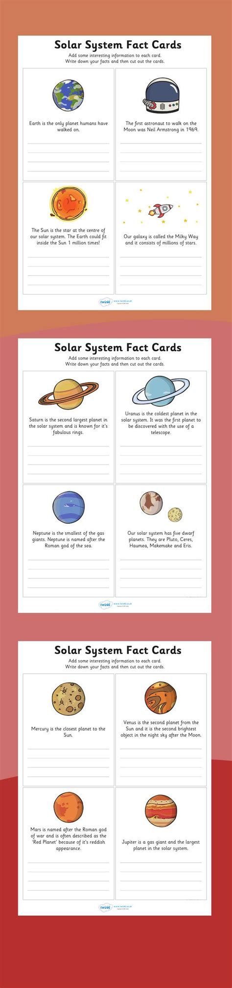 Finish The Solar System Fact Cards Twinkl Solar System Facts Solar