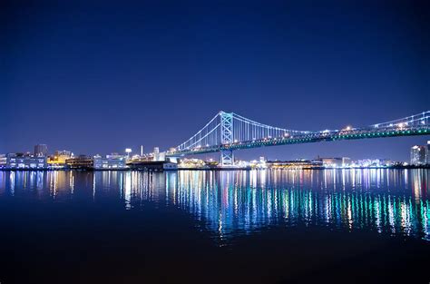 The Benjamin Franklin Bridge at Night Photograph by Bill Cannon - Fine ...