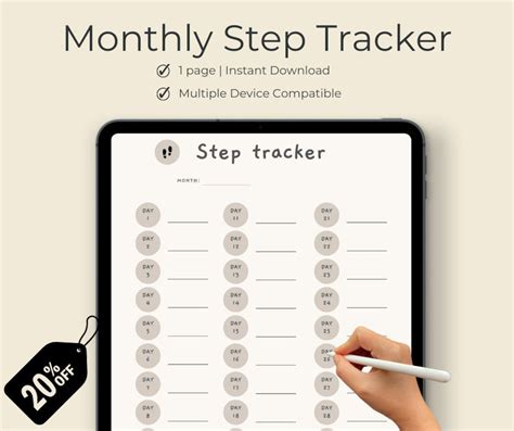 Monthly Step Tracker Printable Step Log Daily Routine Planner Weight