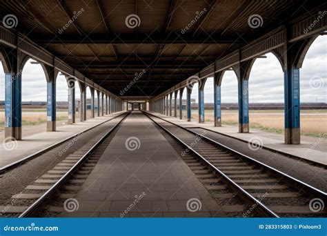 A Deserted Platform At An Old Railway Station Stock Illustration