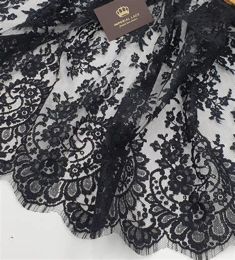 Black floral pattern natural chantilly lace fabric - Chantilly lace - lace fabric from ...