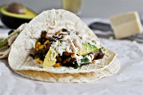 Grilled Corn Mushroom Roasted Poblano Tacos Recipe