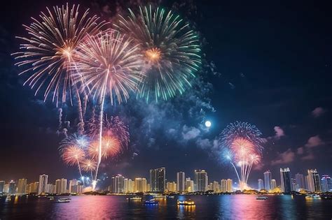 Premium AI Image | lighting of fireworks at night international ...