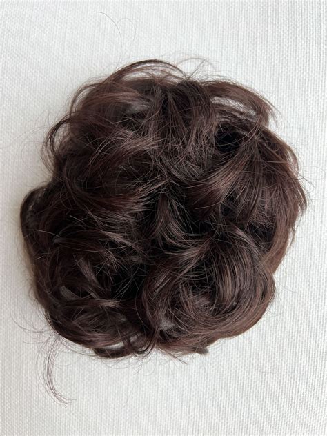 Brown Hair Bun Brown Hair Messy Bun Dark Auburn Mixed - Etsy